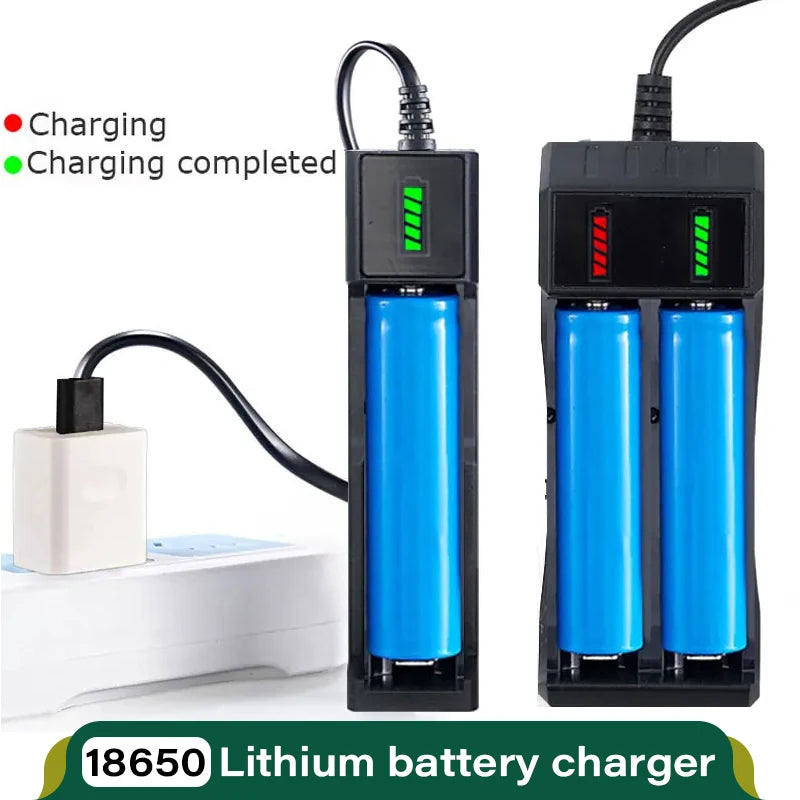 USB 18650 Battery Charger – 1/2/4 Slots, Dual 3.7V Li-ion for 16340/14500/18650