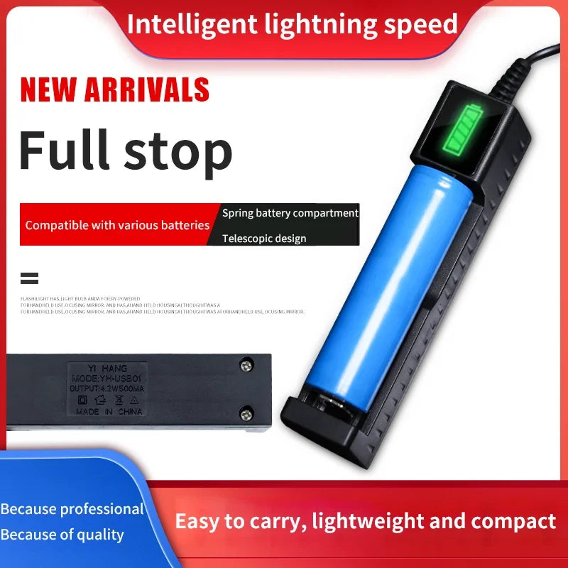 USB 18650 Battery Charger – 1/2/4 Slots, Dual 3.7V Li-ion for 16340/14500/18650