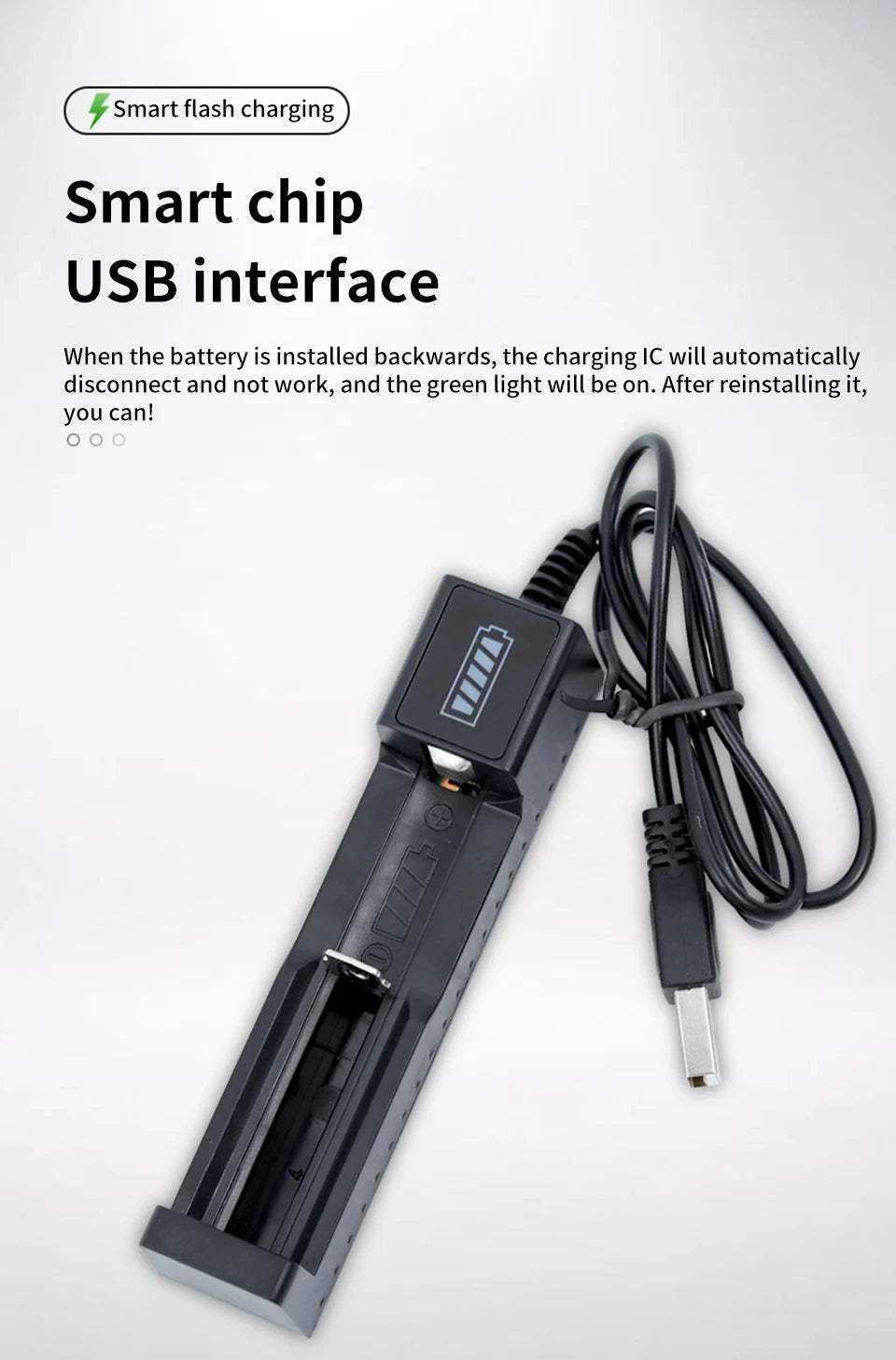 USB 18650 Battery Charger – 1/2/4 Slots, Dual 3.7V Li-ion for 16340/14500/18650