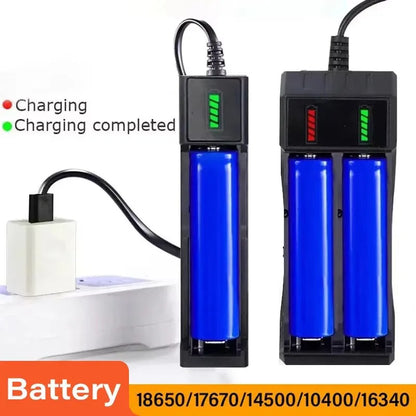 USB 18650 Battery Charger – 1/2/4 Slots, Dual 3.7V Li-ion for 16340/14500/18650