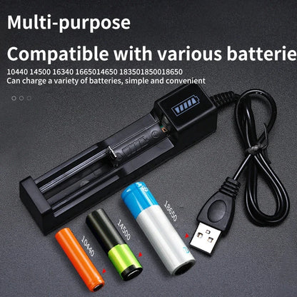 USB 18650 Battery Charger – 1/2/4 Slots, Dual 3.7V Li-ion for 16340/14500/18650