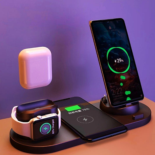 Wireless Fast Charging Pad For Phone Watch 6 In 1 Charging Dock Station